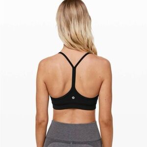 Lululemon sz 10 Flow Y Bra Nulu Light Support, A–C Cups Black Black Sports Bra